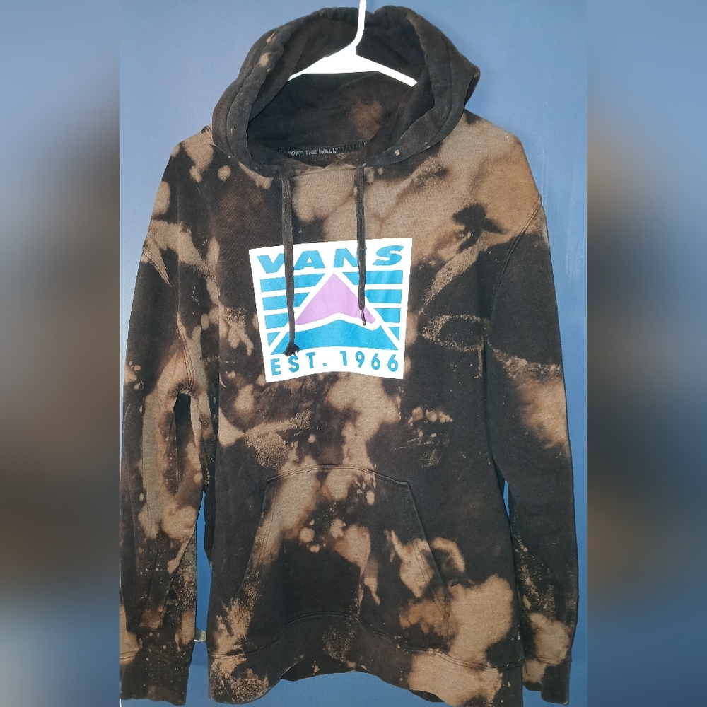 Vans Men's Black & Brown Tie-Dye Hoodie - Vans EST. 1966 Graphic